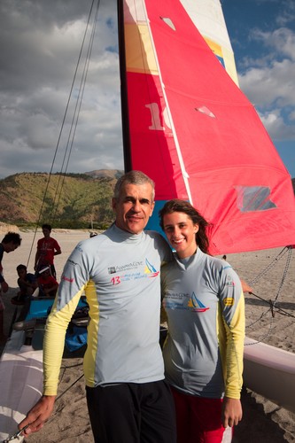 Overall winner of the 13th Philippine Hobie Challenge, the father daughter team of Luigi and Yvonne Manzi © Joey Zaballero